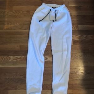 White PLT joggers